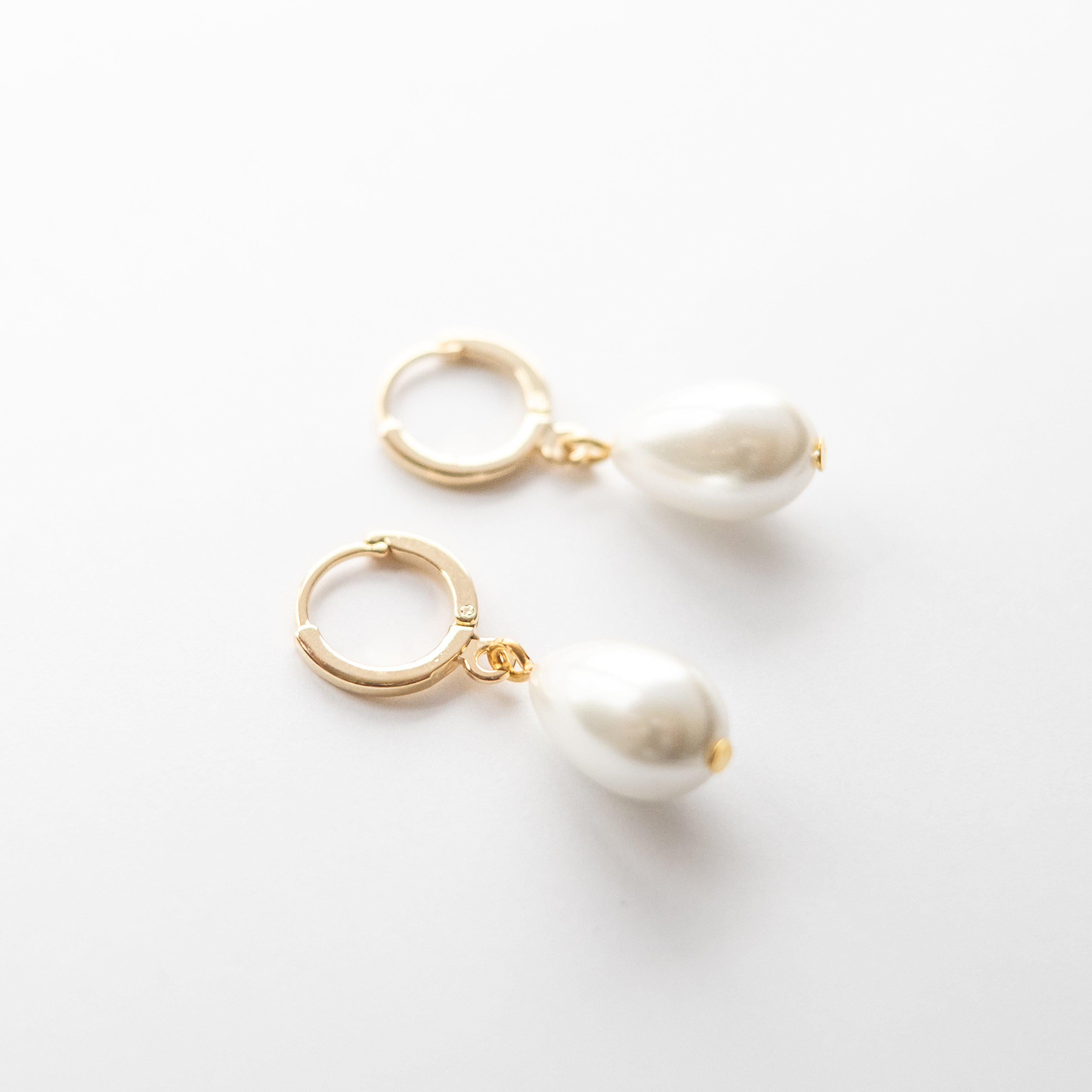 Gold Pearl Huggie Hoop Earrings – Joli Joli Jewellery